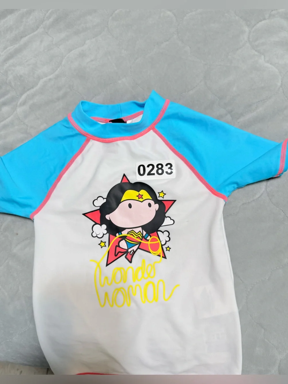 Wonder Woman‎ Kids Rash Guard - White & Bright Blue size 2-3